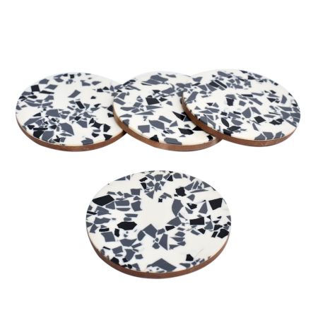 Set of 4 Terrazzo Wood And Resin Coasters